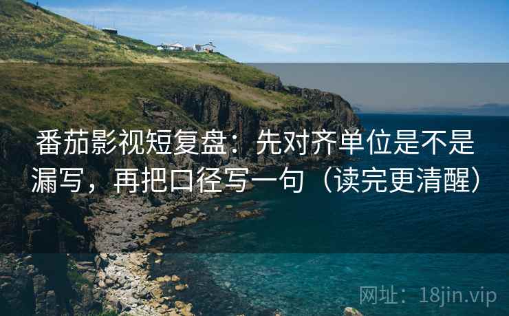 番茄影视短复盘：先对齐单位是不是漏写，再把口径写一句（读完更清醒）  第2张